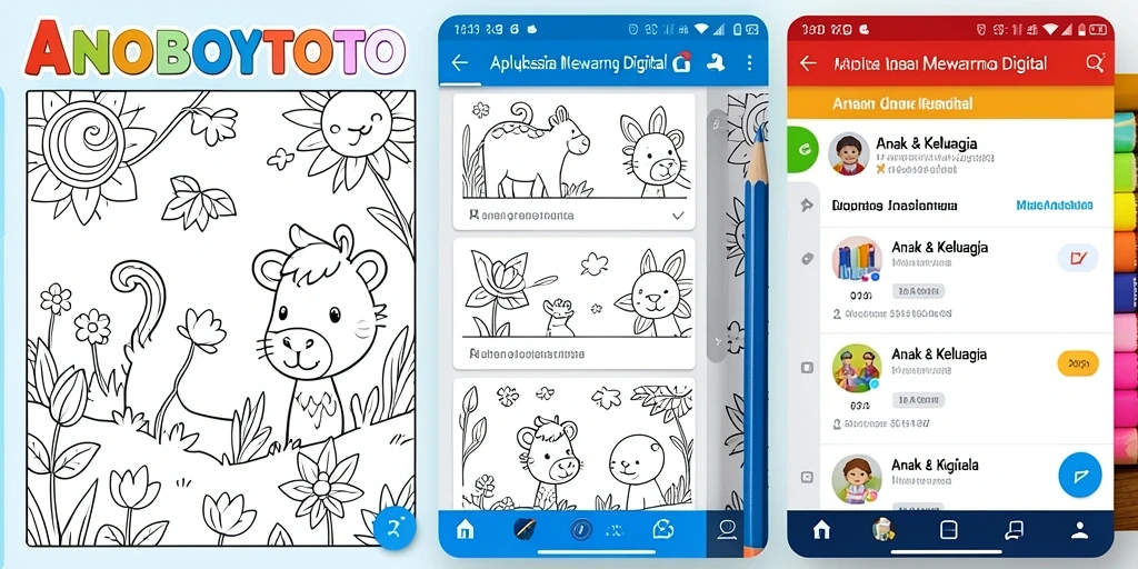 Tampilan antarmuka ANOBOYTOTO dengan berbagai pilihan gambar mewarnai.