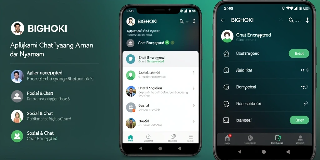Tampilan antarmuka BIGHOKI yang modern dan aman untuk chatting.