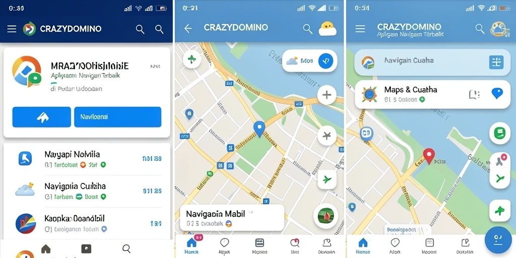 Antarmuka aplikasi CRAZYDOMINO yang memudahkan navigasi mobil.