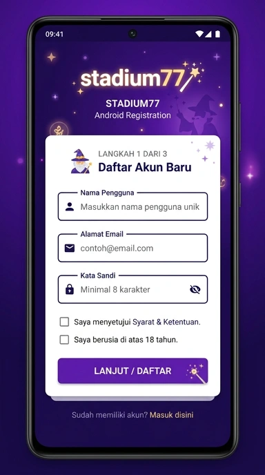 Panduan Registrasi Akun Baru stadium77 untuk Android